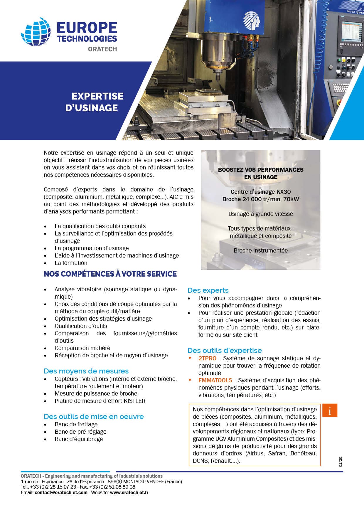 Expertise d'usinage - ORATECH