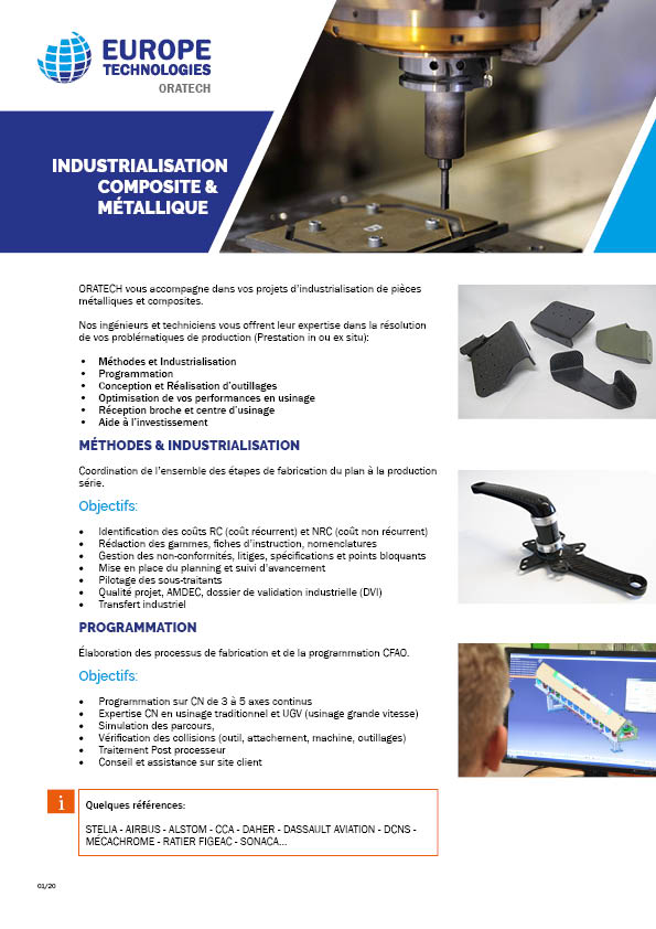 Industrialisation de pièce composite et métallique - ORATECH